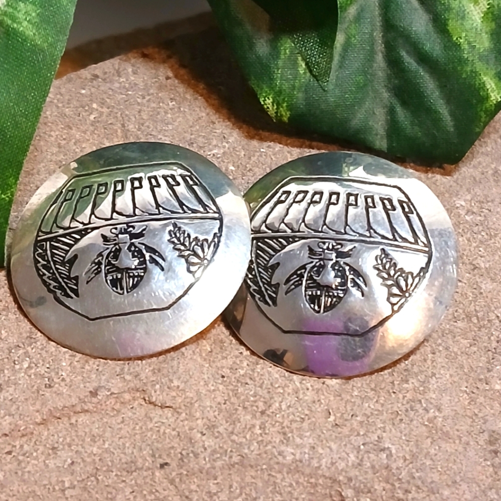 Native American Stamped Sterling Post Earrings